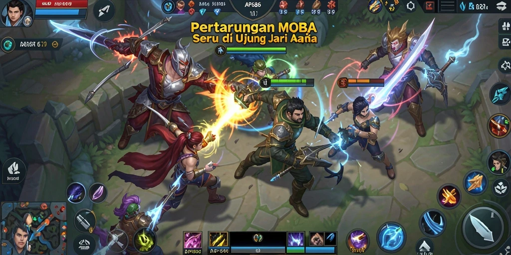 Tampilan gameplay MOBA yang seru dan mendebarkan di AP686.