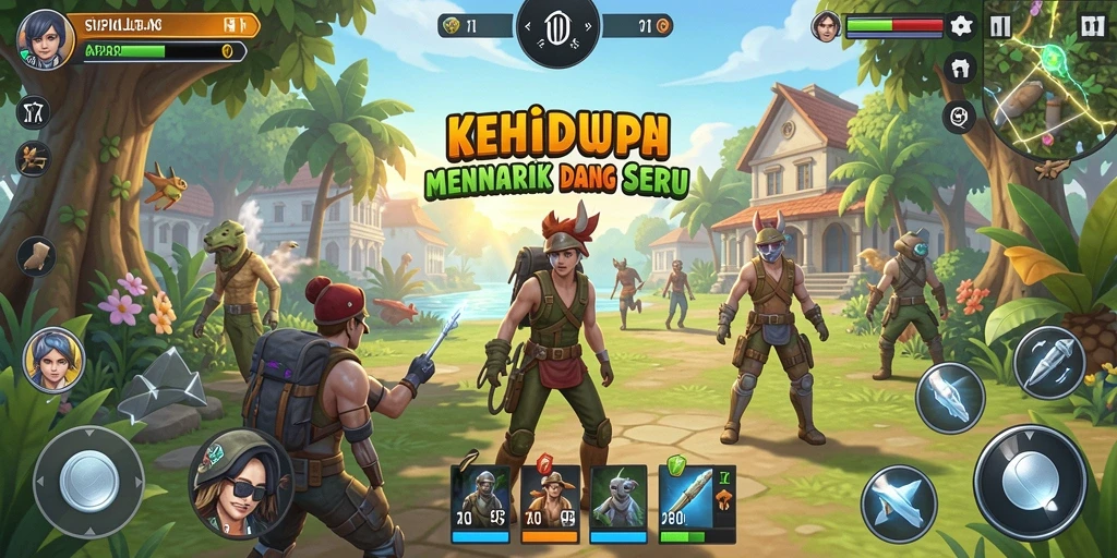 Screenshot gameplay API288 yang menunjukkan interaksi karakter dalam simulasi.