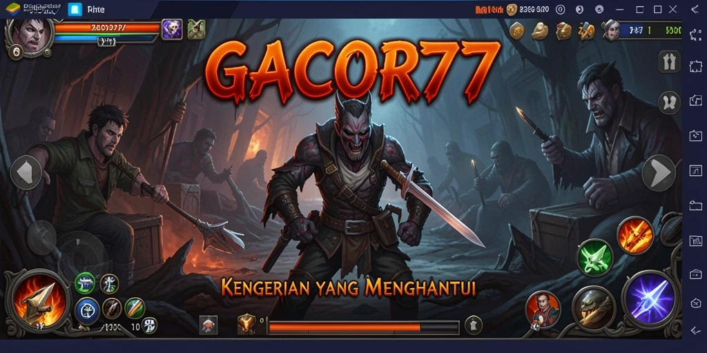 Tampilan gameplay <strong>GACOR77</strong> yang mencekam dengan suasana Horror yang kental.