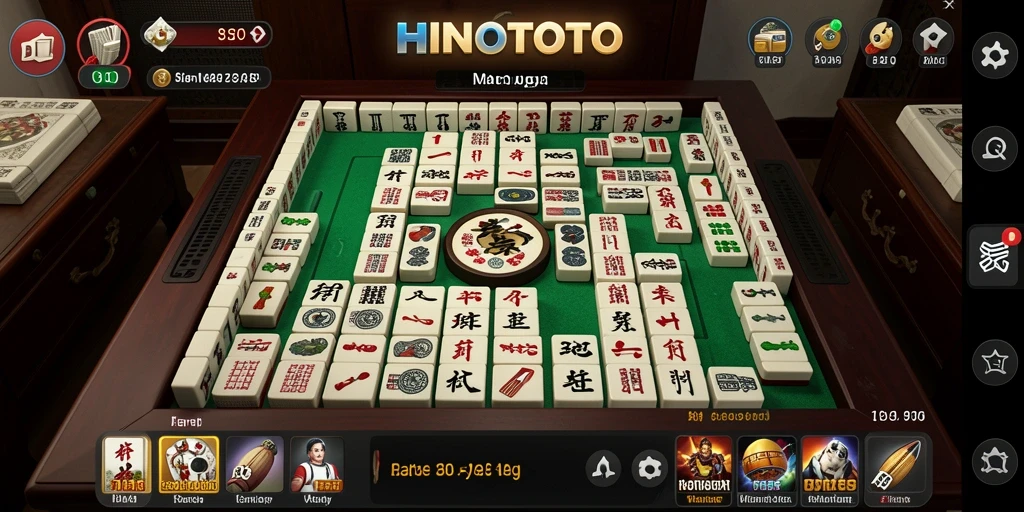 Tampak gameplay HINOTOTO dengan ubin Mahjong yang menarik.