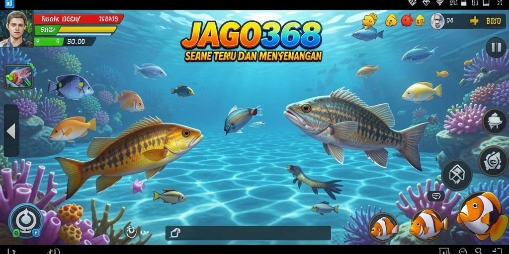 Gameplay seru dalam JAGO368 menembak ikan berwarna-warni.
