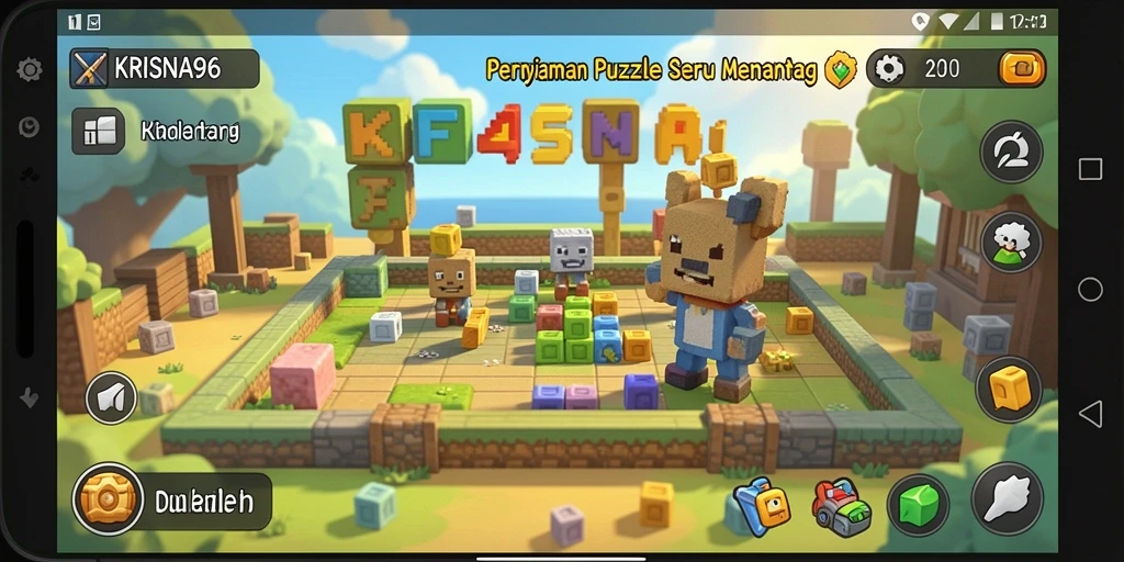 Tampilan gameplay seru KRISNA96 dengan tantangan Puzzle.