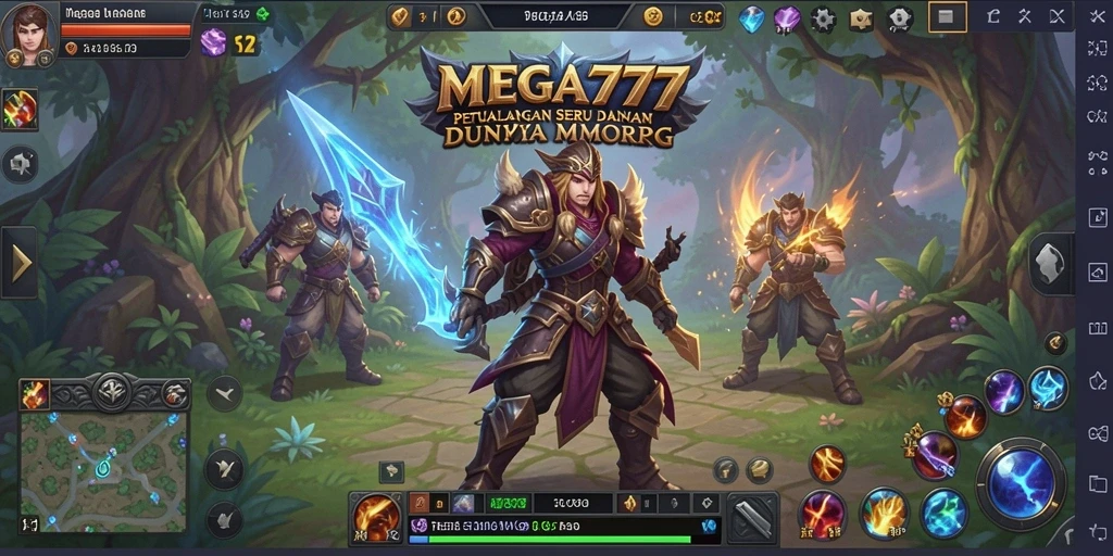 Tangkapan layar utama MEGA777 menampilkan momen seru dalam pertempuran MMORPG.