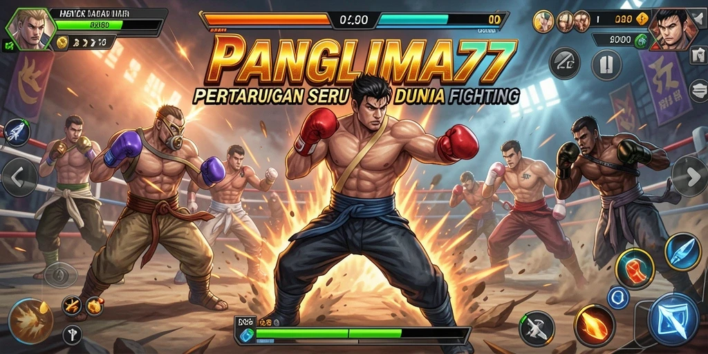 Tampilan gameplay seru dari PANGLIMA77 yang memperlihatkan pertarungan intens.