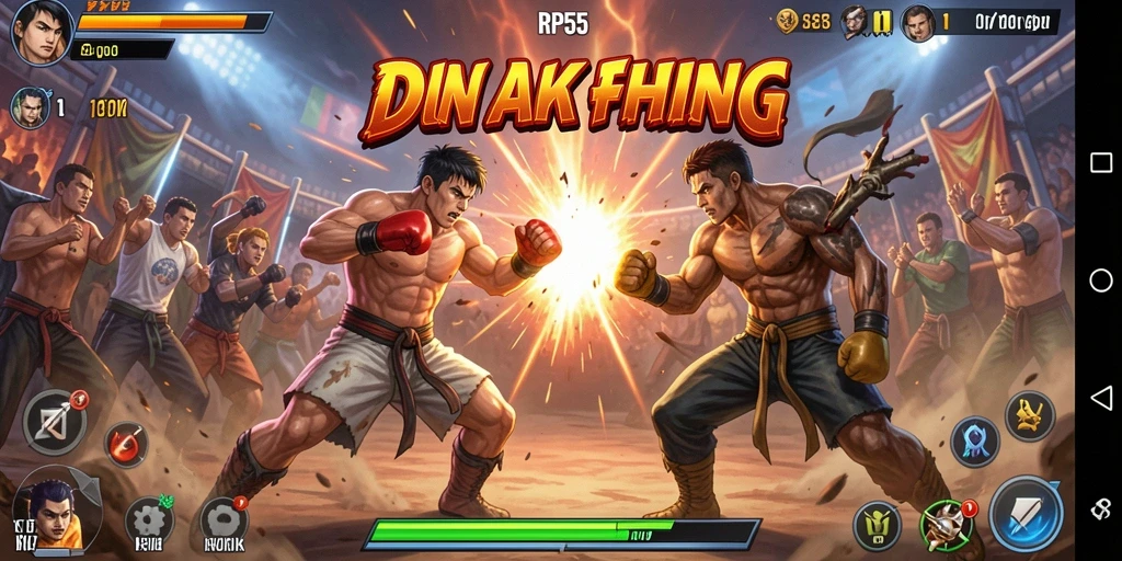 Gameplay RP55 menampilkan pertarungan seru dan karakter yang menakjubkan.