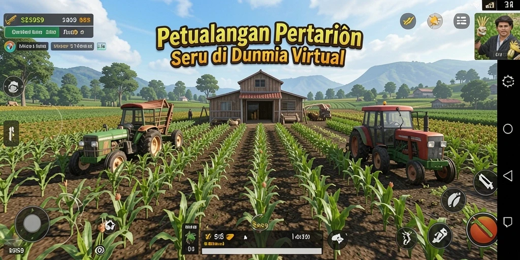 Screenshot gameplay S9S9 yang menunjukkan aktivitas bertani yang seru.